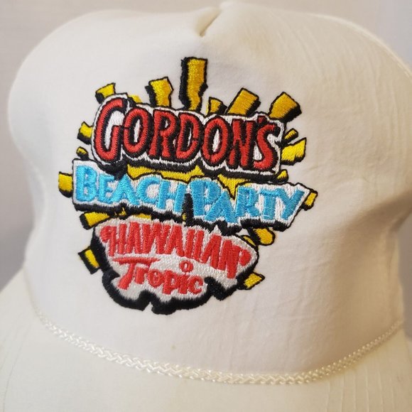 Vtg Hawaiian Tropic Hat Cap Gordon's Beach Party Logo Tanning Lotion Snapback - Picture 7 of 11